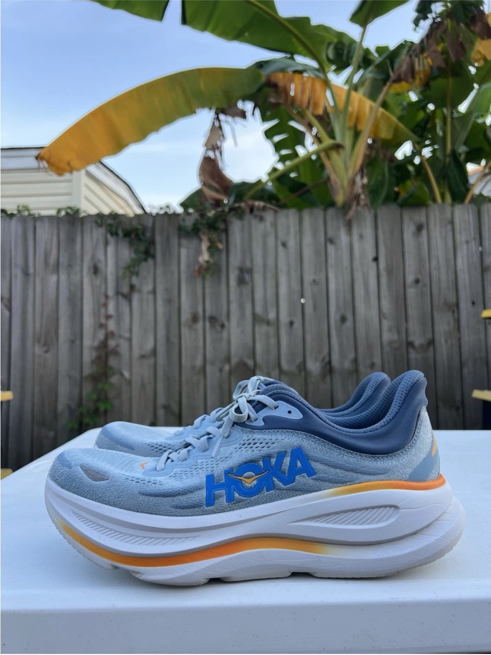 Men’s Hoka Bondi 9 Light Blue and Navy Sneakers size 13